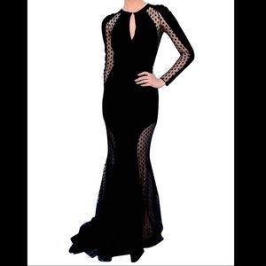 Keyhole Polka Dot See-Though Evening Gown